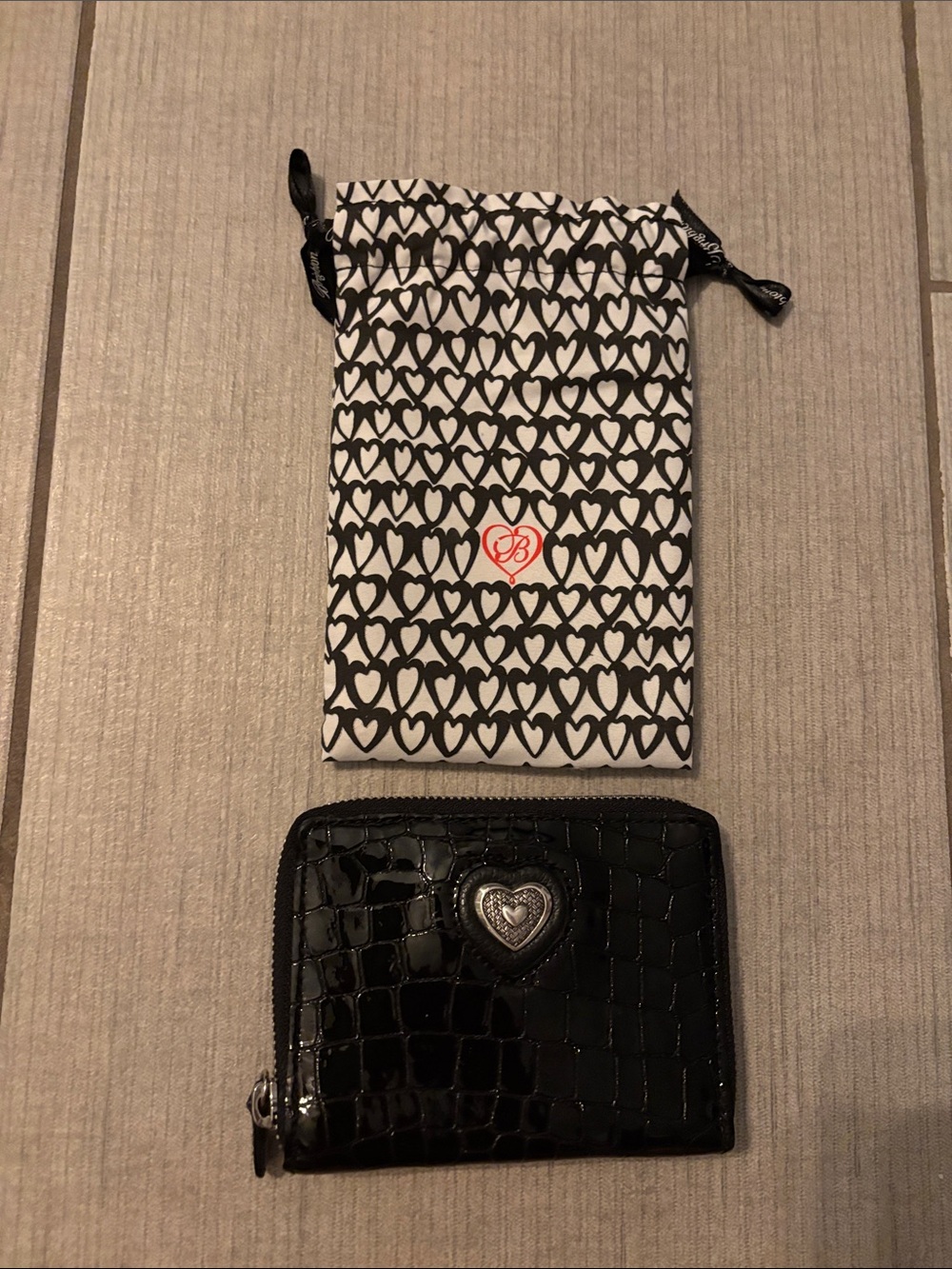 Brighton Black Croc Wallet with Bag